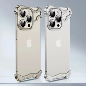 Funda protectora con marco de metal de forma irregular para iPhone 16 Pro Max 15 Plus con cubierta de teléfono móvil con película de lente electrochapada - Product Image 1