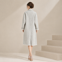 Manteau long élégant en mélange de laine pour femme, col à revers classique, double boutonnage, avec poches, personnalisable OEM/ODM, pour l'hiver