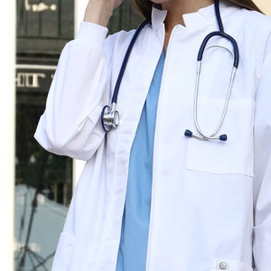 100% कपास सफेद डॉक्टर की वर्दी प्रयोगशाला कोट अस्पताल वर्दी डॉक्टर गाउन - Product Image 4