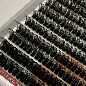 Bộ dụng cụ nối mi tự làm, mi chùm tơ mềm mại, logo tùy chỉnh, từng cụm riêng biệt, thủ công, mi chùm xù - Product Image 1