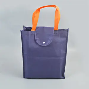 طوي حقيبة صديقة للبيئة مع زر عادي تسوق قابلة لإعادة الاستخدام غير المنسوجة حقيبة كتف حقيبة يد