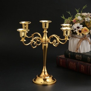 <span class=keywords><strong>Bougeoir</strong></span> rétro en métal plaqué bronze doré à 1 3 5 bras <span class=keywords><strong>pour</strong></span> la décoration de la maison ou les mariages, parfait comme chandelier ou accessoire - Product Image 4