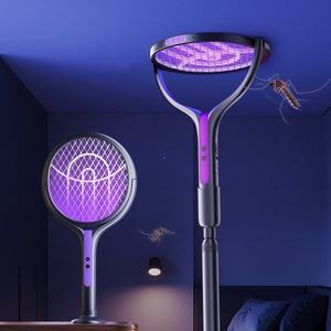 6 in 1 Retractable Mosquito Killer Swatter Racket Electric Fly Trap <b>Bug</b> Lamp Bat for Home House <b>Zapper</b> Insect Extendable Handle - Product Image 1