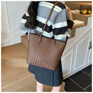 Simple Plain Color <b>Tote</b> <b>Bags</b> <b>Waterproof</b> Leather Handbag Lady's PU <b>Tote</b> <b>Bag</b> - Product Image 2