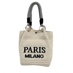Bolso de mano de papel para mujer, estilo casual, con borlas y cuentas, ideal para la playa en verano, venta al por mayor - Product Image 1