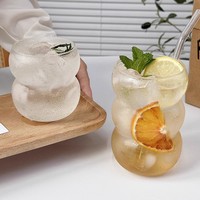 Verre à double paroi en verre soufflé, résistant à la chaleur, pour lait, eau pétillante, Americano glacé, latte, café - Sans pied, sans couvercle