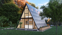Maison de villégiature préfabriquée de luxe, hôtel en conteneur maritime, cabane à 2 chambres, maisonnette à toit triangulaire avec salle de bain et cuisine