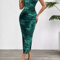 Vestido maxi de lino sin mangas ajustado para mujer Estampado floral vintage Estilo plisado elegante y sexy para primavera y verano