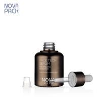 Botol tetes kaca 30ml bahu datar, botol Serum mewah lucu 1oz, botol minyak wajah dasar bulat dengan tetes emas