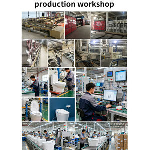 طقم مرحاض وحوض سيراميك عصري مع مرحاض مثبت على الأرض وحوض غسيل مدمج باللون الأسود الخالص والذهبي - Product Image 4