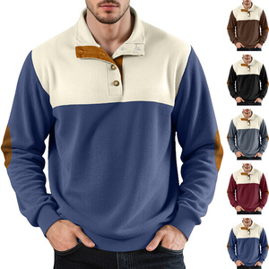 Nueva Sudadera con Cuello Alto y Botones para Hombre, Diseño Color Block, Estilo Casual para Otoño e Invierno, Corte Regular, Tratamiento Antiarrugas - Product Image 3