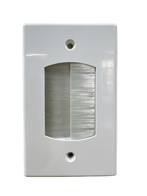 ABS ROHS Plastic Brush Wall Plate Cable Pass Thru Single Gang Decorator Wall Cover Low Voltage Cables In-Wall Management Home