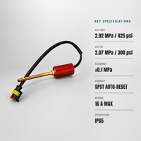 Pressostat à tube droit en laiton de 6 mm, Pression de coupure : 425 Psi, Pression de prise en charge : 300 Psi, Compatible AC/DC, Longueur du tube en laiton personnalisable