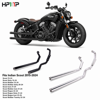 Système d'échappement complet pour moto Indian Scout Sixty Bobber Rogue Twenty 2015-2024 en acier inoxydable noir chromé avec logo laser