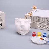 Vase en céramique blanche artisanale créative, argile brute, bricolage, différentes formes d'animaux, poterie, décoration d'affichage pour enfants, peinture couleur