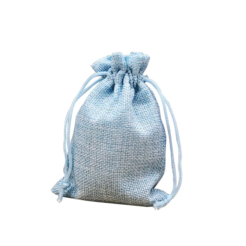 Saco de linho com cordão, saco de embalagem personalizado de linho com cordão