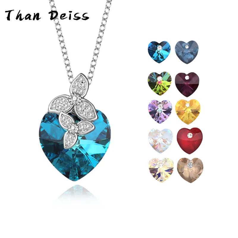 Fashion S925 Sterling Silver Necklace Female Temperament And Matching Crystal Heart-Shaped Leaves Pendant Collarbone Chain