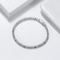 BSB139 RINNTIN Pulseras Joyería de plata 925 Sterling Diamante redondo Zirconia cúbica Multi colores CZ Tenis Pulsera Regalo