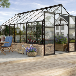 Serre de jardin haute résistance en métal noir résistant au vent avec verre trempé, écologique pour l'arrière-cour - Product Image 4
