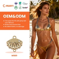 Accessoires en métal décoratifs pour sous-vêtements, style plage, avec pendentif de soutien-gorge en forme de coquillage orné de strass anti-ternissement et cintre de bikini
