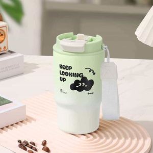 Stainless Steel Insulated Water Bottle Pop-Up Lid Portable Thermal Bottle <b>Large</b> Capacity Food Grade Travel Mug - Product Image 4