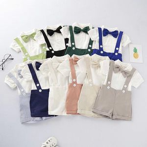 Ropa de verano para bebé, trajes de cumpleaños para caballero, vestido de fiesta, algodón suave para Recién Nacido + cinturón, conjunto de pantalones para niño - Product Image 1