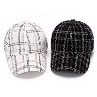 Gorra de Béisbol Femenina de Tweed con Diseño de Tablero de Ajedrez, Moda 2025, Negra y Blanca, de 6 Paneles, Deportiva, Casual, de Alta Calidad, para Otoño e Invierno