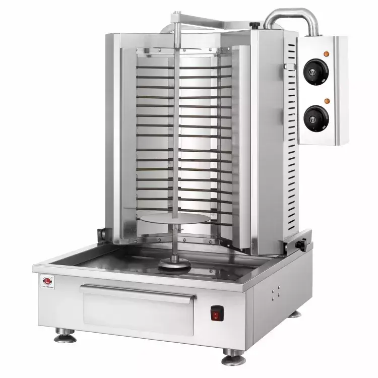 Novo 4.8KW Commercial Aço Inoxidável Grill Elétrico Automático Turquia Rotary Doner Kebab e Máquina Shawarma para Restaurantes