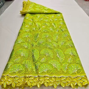 <span class=keywords><strong>Tissu</strong></span> <span class=keywords><strong>en</strong></span> dentelle de tulle français brodé de paillettes dorées écologiques, 5 yards, polyester, pour robes de soirée africaines pour femmes - Product Image 2