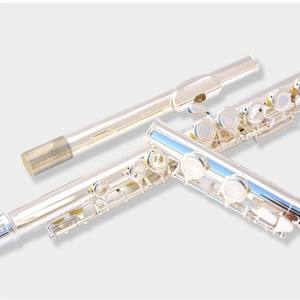 Flauta Doble Infantil de Cobre Blanco Plateado con 16 Orificios Abiertos y Cerrados, Afinación en Do, Tipo Columna Curva - Product Image 3