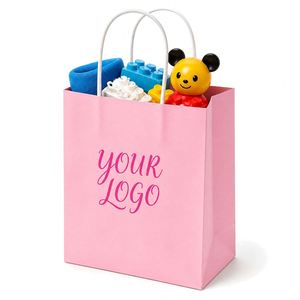 Sacs cadeaux personnalisés 2026 avec logo rose, poignée torsadée, pour jouets d'enfants, sacs à soufflets en carton pour fêtes d'anniversaire - Product Image 1