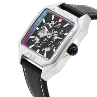 Montres pour homme étanches de luxe, montres automatiques carrées pour homme, montres mécaniques squelette à découpe