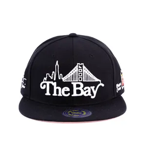 Vendor Custom 3D Embroidery Black Snapback Caps Men Wholesale Snapback Hats For Big Head