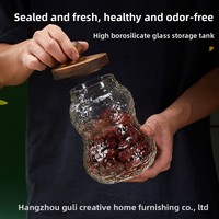 Pot hermétique en verre borosilicate en forme de gourde, motif Nuage Auspicieux, pour rangement classique de thé et autres articles