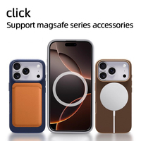 Étui de téléphone en cuir officiel d'animation originale pour 18p 18pm 17, 17 Air, 17 Pro Max – Coque de protection en PU au design barre en cuir
