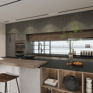 Gabinetes de cocina grises a medida con estantes abiertos para desarrollo de viviendas y contratistas generales - Product Image 6