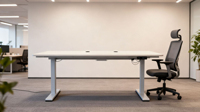 Bureau de travail blanc réglable en hauteur, silencieux, avec double moteur et réducteur de vitesse, ergonomique, assis-debout motorisé pour usage commercial
