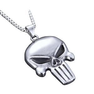MECYLIFE <span class=keywords><strong>Punisher</strong></span> Schädel Anhänger Gothic Edelstahl Anhänger Herren Punk Biker Rock Schädel Halskette - Product Image 1