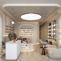 Comptoir de réception de salon de manucure de luxe sur mesure avec éclairage LED, comptoir d'accueil pour institut de beauté, design d'intérieur