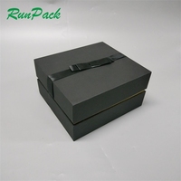 Boîte cadeau en carton rigide biodégradable magnétique de luxe noire au design classique, pour cosmétiques, perruques, vernis à ongles, avec laminage mat