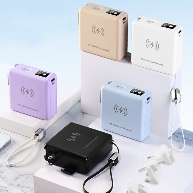 Portable PD45W Laptop Power Bank Large Capacity 15000mAh Integrated Fast Charging Mobile Power Supply With Plug