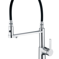 Robinet de cuisine extractible Pure Water, corps en laiton massif, plusieurs couleurs (chromé/noir/gunmetal), avec tuyaux d'installation complets