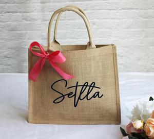 Personalizzato Damigella D'onore Borsa Da Spiaggia Sacchetti Regalo-custom sacchi di iuta <span class=keywords><strong>con</strong></span> l'arco <span class=keywords><strong>con</strong></span> il <span class=keywords><strong>Nome</strong></span> - Product Image 2