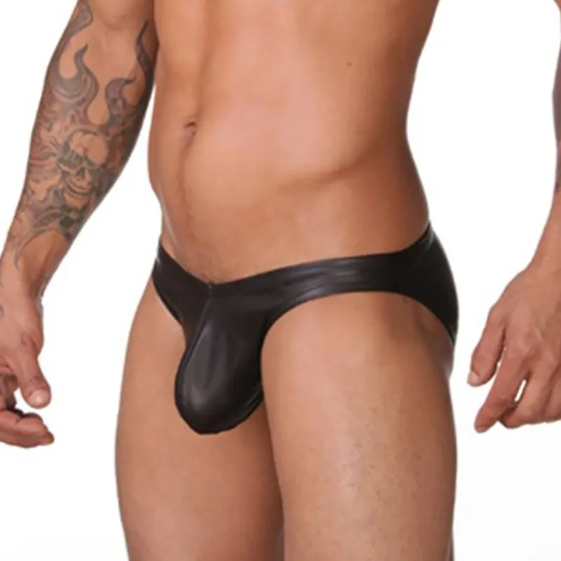 Sexy Pu Slips Voor Mannen Man Look Thur Sexy Ondergoed Bikini Heren Lederen Lingerie