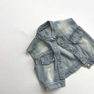 여름 새로운 아이 캐주얼 데님 조끼 인기있는 디자인 유아 소년 하이 퀄리티 얇은 데님 조끼 - Product Image 1