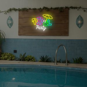 Pool Party Letreros Neon LED indoor hanging ambient light shop <b>sign</b> wall decoration light entrance indicator light luminous <b>sign</b> - Product Image 6