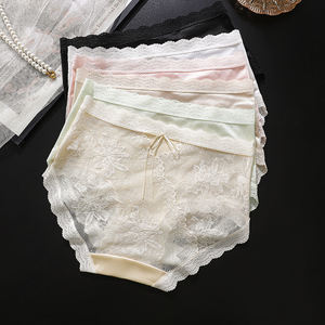 Nieuwste Franse Sexy Kant Ondergoed Licht Luxe Parel Satijn Mid Taille Slipje Voor Vrouwen Snel Droog Kruis Comfortabele Slips - Product Image 4