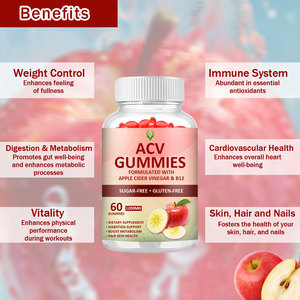 Venta caliente 1200mg ACV Gummies Soporta el control de peso Vinagre de sidra de manzana Gummy con vitamina B12 Sin azúcar - Product Image 6