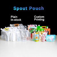 Pochette à bec verseur réutilisable en plastique pour liquides (jus, spiritueux, alcool) avec logo personnalisé, 8oz, 16oz, 32oz, pour voyage et extérieur