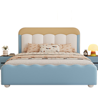 Modernes Lederbett mit Stauraum und Kiefernholzrahmen Umweltfreundliches Design für Schlafzimmer, Villen & Apartments